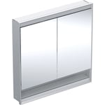 Armario con espejo Geberit ONE con nicho y ComfortLight, con dos puertas, montaje empotrado, 90 cm de altura: B=90cm, Aluminio anodizado